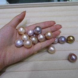 loose baroque pearls wholesale UK - 2018 new DIY beads Unusual yellow purple Baroque Edison Natural big pearl 9-12mm loose beads of pearl accessories wholesale Free shipping