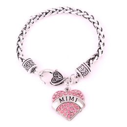Fashion Design Women Heart Bracelet MIMI Written Birthday Gift For BFF With Trendy Wheat Link Chain Zinc Alloy Dropshipping