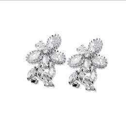 Christmas Gift Newest Sale Direct Selling Women 925 Sterling Silver Jewelry White Crystal Zircon Gemstone Stud Earring Free Shipping NEW