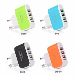 US EU Plug 3 USB Wall Chargers 5V 3.1A LED -adapter Travel Bekväm strömadapter med trippel USB -portar för mobiltelefon