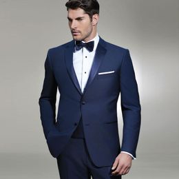 Classy Navy Designer Mens Suits Slim Fit Groomsmen Wedding Tuxedos Notched Lapel Groom Suit Business Formal Blazers With Jacket Pants