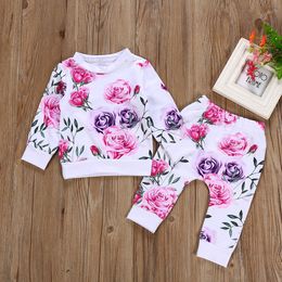 Kids Clothes Cute Newborn Baby Girl Clothes Set Floral T shirt Tops +Pants 2PCS Girls Outfits Infant Toddler Girls Clothing Sets Boutique