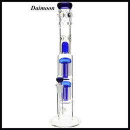Wholesale Glass Bong 18.8mm joint bongs two layer 8-arms dome perculator Bule for water pipe dab rig hookahs