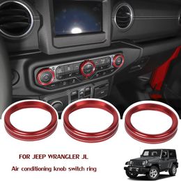 Red Aluminium Alloy Air Conditioner Switch Trim Ring Cover For Jeep Wrangler JL 2018+ Auto Interior Accessories