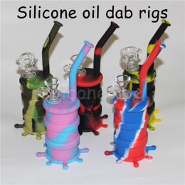 Hot Sale Silicone Tobacco Smoking Pipe with glass bowl Mini Water Oil Rigs Acrylic Hookah Bong Multi Colours Portable silicone Hand Pipes