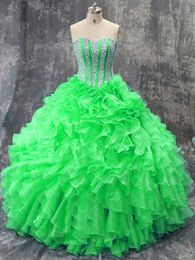 2018 Fashion Sweetheart Beading Ball Gown Quinceanera Dress with Sequines Organza Sweet 16 Dress Vestido Debutante Gowns BQ146