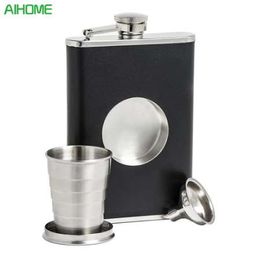 Portable Stainless Steel Hip Flask Creative Folding Telescopic Shot Flask Wine Carrier Container a Funnel Included