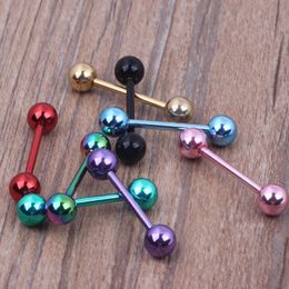 Tongue Body Jewellery Free Shipping Mix 7 Colours 50pcs  Lot Stainless Steel Body Piercing Jewellery Accessories Tongue Barbell