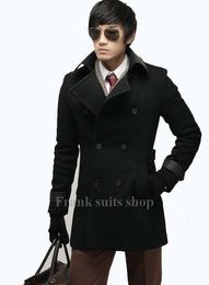 Custom made 2017 Fall-Casual Mens Wool Winter Jacket Long Woollen Men's Overcoat Leather Collar Warm Wool Outwear For Men