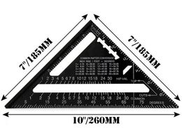 Triangle Ruler Measuring Tool Black Aluminium Alloy Square Layout Guide Construction Carpenter Woodworking 7inch/185mm GGA684 50PCS