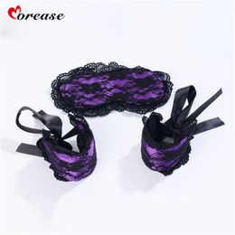 Morease Sexy Lace Mask Bondage 2 IN 1 Adult Games Sex Toy For Couples Blindfolded Patch+Sex Handcuffs Fetish Flirt Toy For Women S924