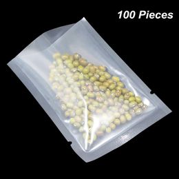 13 Sizes Clear 100 Pieces Lot Nylon Open Top Vacuum Plastic Heat Sealing Food Long Term Storage Bags Poly Vacuum Smell Proof Food Pack Pouch