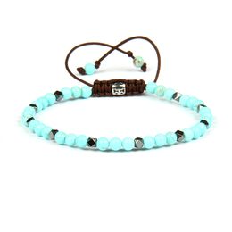 Friendship Bracelet Wholesale 4mm Natural White And Blue Howlite Stone Beads Macrame Couples Bracelet Nice Gift