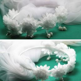 Wedding Veil Long Veils For Children Two-layer White Pink Hair Accessories For Flower Girls Lace Schleier