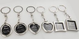 6 Designs Couple Heart Round Square Shape Photo Frame Key Chain Photo Keychain Zinc Alloy Key Ring