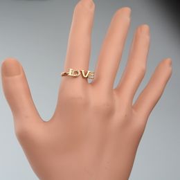 Love English letter rings for women couple gift female fashion simple micro-set ring accessories retail wholesale