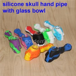 Silicone Pipe Mini Water skull Hookah Bong Multi Colours Portable Shisha Hand Pipes VS twisty glass blunt pipes