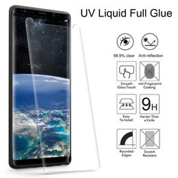 UV Light liquid full glue tempered glass screen protector For Samsung S9 8 Plus Curved steel film for Note 9 8 S7 edge