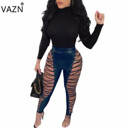 VAZN 2018 Hot Fashion Sleeve Ladies Sexy Bodycon Costume Summer O-neck Women Jumpsuits Solid Sexy Club Rompers S3273