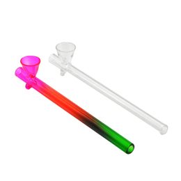 Rainbow Transparent Pyrex Long Glass Smoking Bong Tube Portable Innovative Design Herb Pipe Tobacco Handpipe Handmade Hot Cake