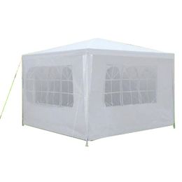 3 x 3m drei Seiten wasserdichtes Zelt mit Spiralschläuchen Außenpatio Partei Canopy Zelte Hochzeit im Freienzelt Heavy Duty Gazebo Pavillon Weiß