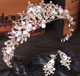 New bride headwear Pink Crystal Crown Princess Bride crown wedding accessories