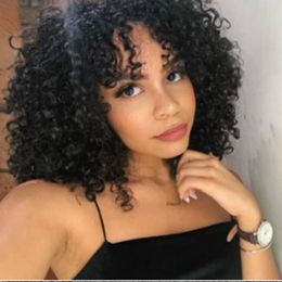 Top Hot fashion afro brazilian Hair Curly Wig Simulation Human Hair Kinky Curly Full Wigs In Stock