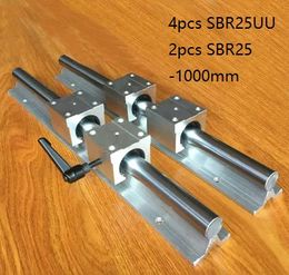 2pcs SBR25-1000mm linear guide /rail + 4pcs SBR25UU linear bearing blocks for cnc router parts