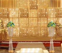Factory Artificial flower wall crystal bead backdrop for Wedding decroation