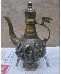 Chinese Pure Silver Eight Immortals God Crossing Sea Statue Brush Pot Pencil