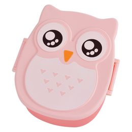 Cute Owl Pattern Students Lunch Box with Spoon Portable Kids Bento Box 900ml Food Container Camping Picnic Storage