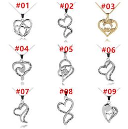 Fashion Monther's Day Necklace Heart With Crystal Pendant Necklaces Love You Mom/I Love You To The Moon And Back Letter