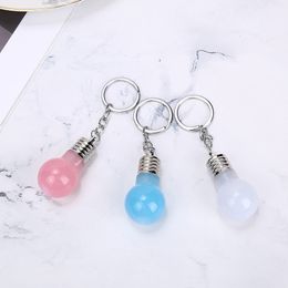 Jelly color new exotic light bulb key chain creative LED colorful bulb key pendant can not break