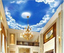 custom 3d ceiling wallpaper murals Round moon wall papers home decor living room 3d ceiling wall paper luxury home decor