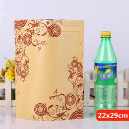 22x29cm printing stand kraft paper laminating aluminum foil ziplock packaging bags mylar food tea baking reusable heat sealing package pouch