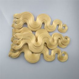 bleach brazilian blonde hair Colour 613 human hair weft for white women body wave blonde hair 100g piece 3pcs lot drop