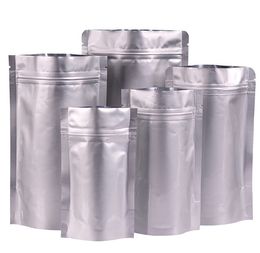 Aluminium Foil Bags Zip Lock Pouch Mylar Plastic Resealable Stand Up Foil Bag Silver for Food Tea Small Parts Packaging