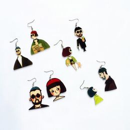 Japanese Korean harajuku Acrylic Humanoid Dangle Earrings Cartoon Asymmetric Figure Earring Funny Jewellery Gift Lovely brincos