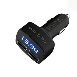 Dual USB Car Charger 4 in 1 Thermometer Digital Display Charging Cigarette Lighter Car Charger For Mobile Phone