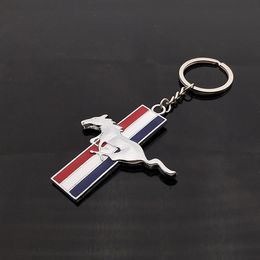 Fit For Ford Mustang 3D Car Gift Running Horse Chrome Metal Genuine Key Ring Auto KeyChain Car Keyring Car Styling