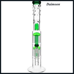 Big Glass Bong double 8 arms tree perc dome percolator water pipe 18 inch have bongs dab rig