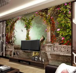 Custom 3D Wallpaper Painting Home Decor Wall Murals Living Room Bedroom Brick Wallpaper Peacock Roman Column Photo Wallpaper 3D