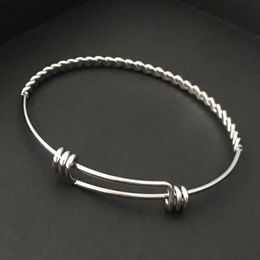 3pcs Lot silver Stainless Steel adjustable bracelet Steel Wire Chain cuff bangle 2.46'' for WOmen Men Jewellery