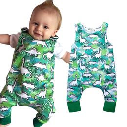 Baby Boy Clothes Baby Romper Newborn Baby Clothes Infant Boys Sleeveless Dinosaur Print Romper Jumpsuit Cotton Kids One-pieces Outfits 3-18M