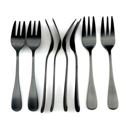 Restaurant Tableware Set Matte Black Titanium Stainless Steel 6pcs Cake Fork Black Colour Silverware Cutlery Set