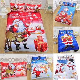 3D Christmas Bedding Sets 3pcs/set Duvet Cover Pillowcases Santa Claus Snowman Christmas Decoration Xmas Gift WX9-1026