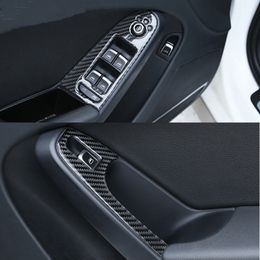 Carbon Fibre Window Glass Lifter Button Panel Cover Trim For Audi A4 B8 2010-15 Car Styling Interior Accessories