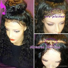 Hot Selling free part loose Curly Wigs Black full density short Synthetic Lace Front Wig with baby hair