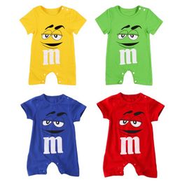 2018 New Summer Baby Romper Short Sleeves Cartoon M Printing Jumpsuit Newborn Baby Clothes Infant Toddler Boy Clothes Girls Clothing