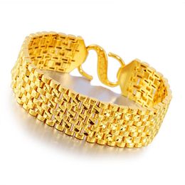 Wrist Chain Bracelet 18k Yellow Gold Filled Classic Mens Gift Solid Jewelry Christmas Fashion Style Link Chain